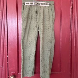 J.Crew eyelet drawstring pants in olive/grassy green, size XS (fits like a 4)